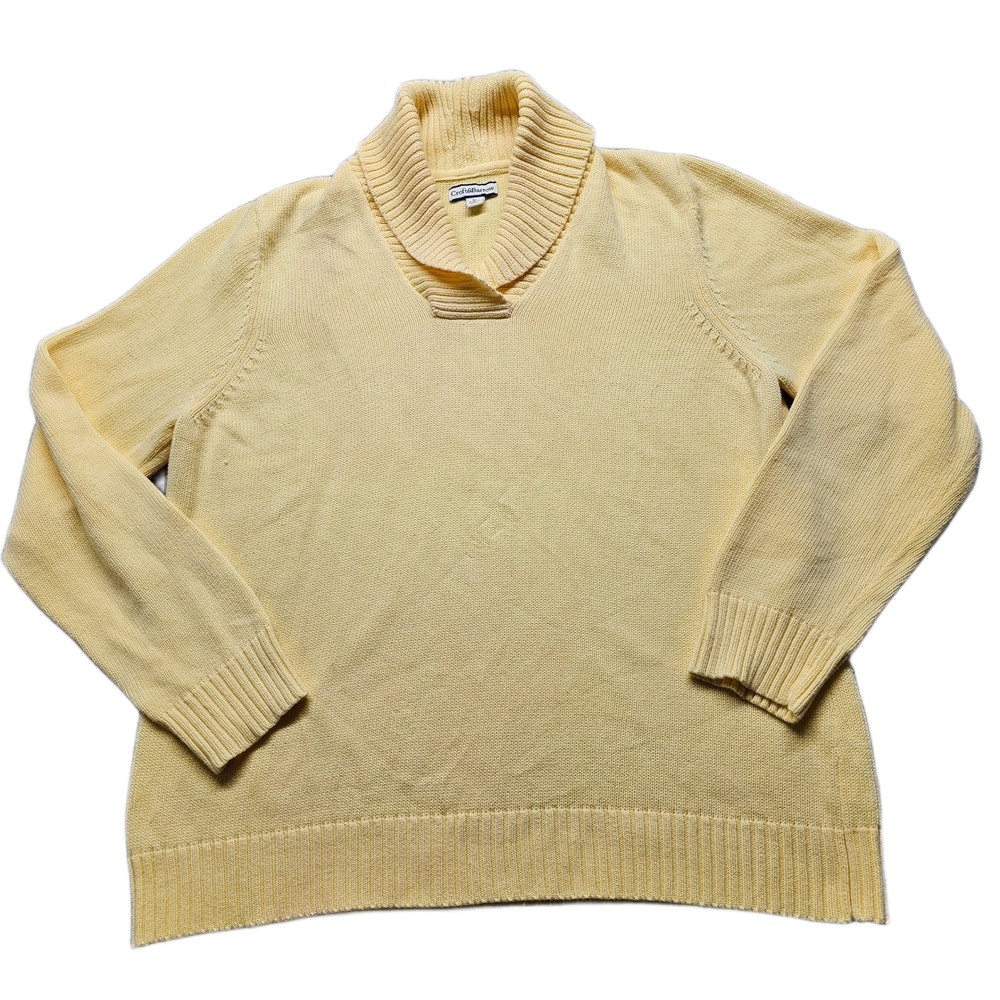 Croft & Barrow Sweater Mens XL Yellow Knit Raglan Sleeve Shawl Collar Pullover